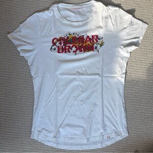 Orlebar Brown White Tee with Red Graphic